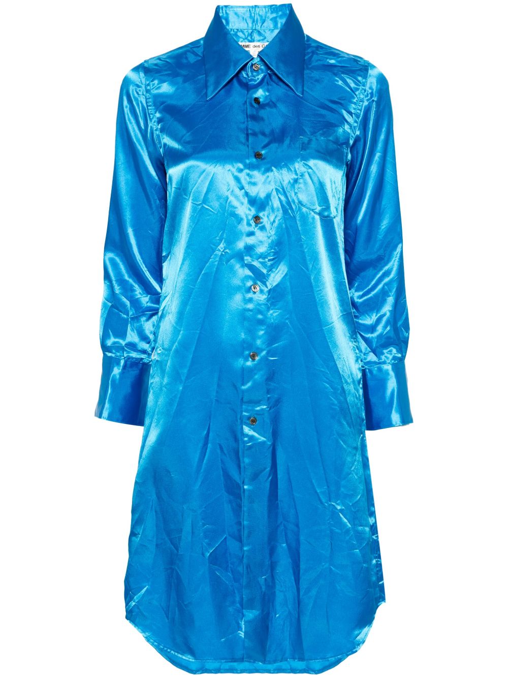 Comme Des Garçons 查米尤斯绉缎迷你衬衫裙 - 蓝色
