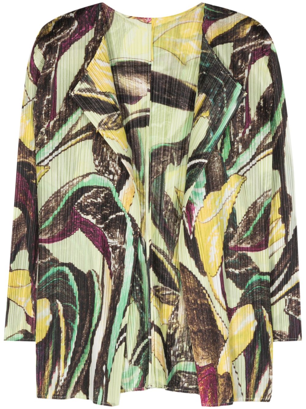 Pleats Please Issey Miyake Tardivo 印花开襟式开衫 - 绿色