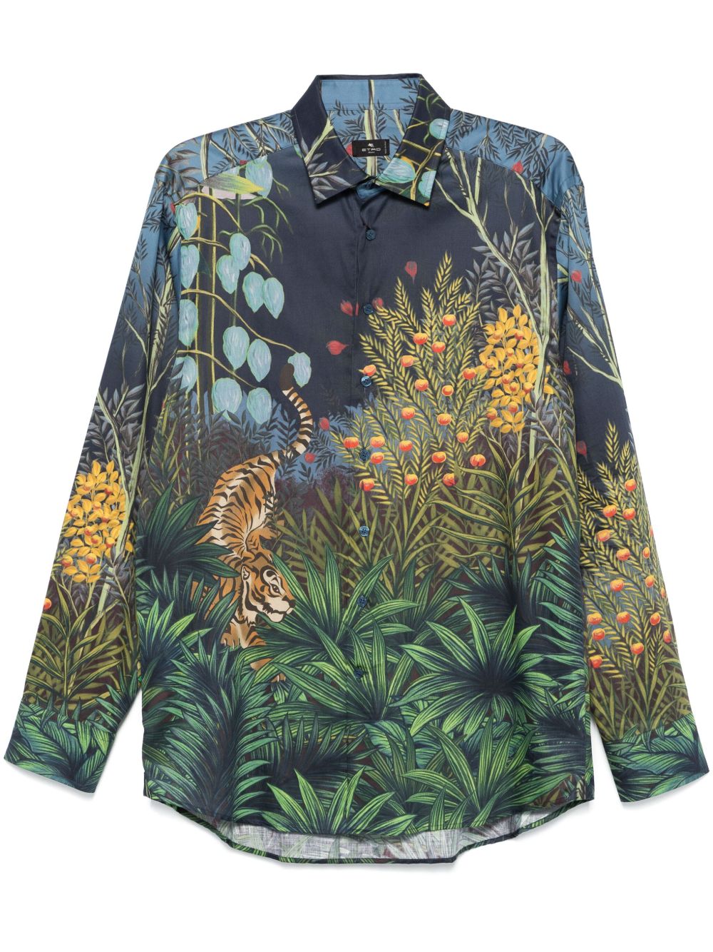 ETRO 印花棉衬衫 - 蓝色