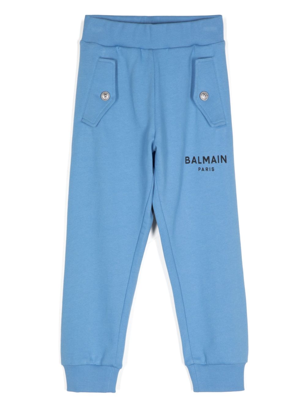 Balmain Kids logo印花长裤 - 蓝色