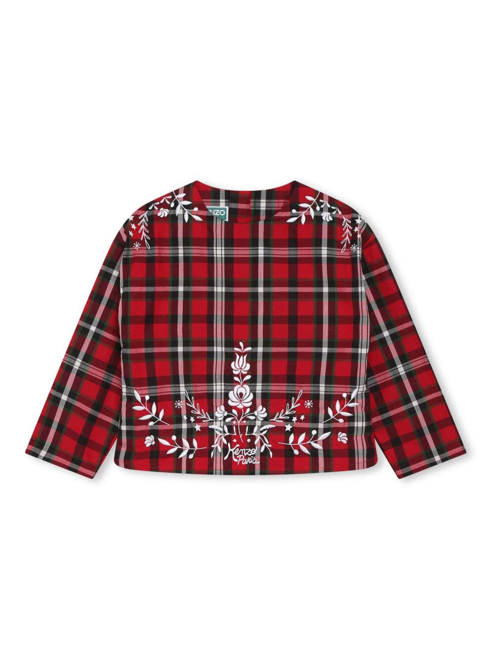 Kenzo Kids Festive 花卉刺绣罩衫 - 红色