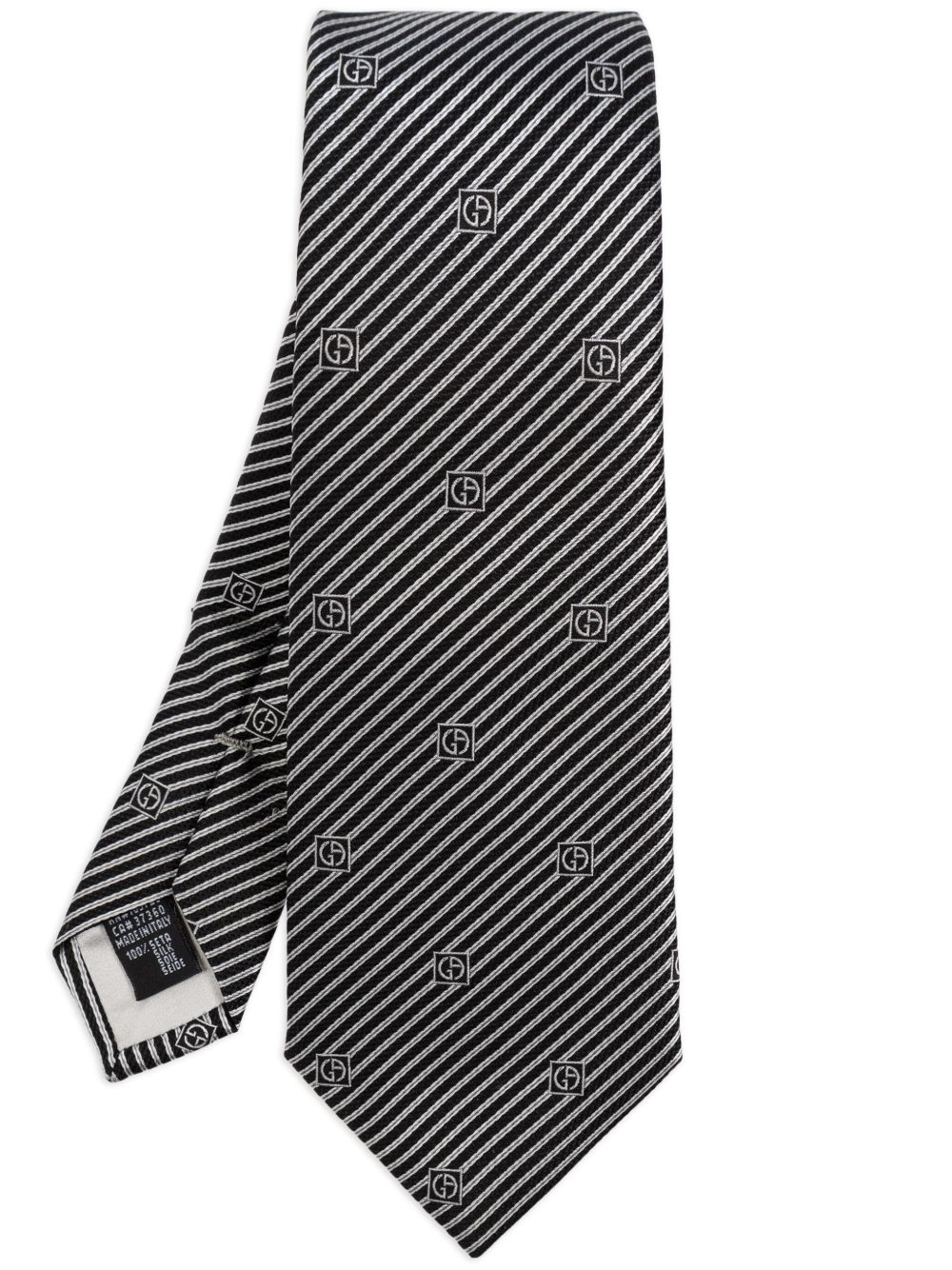 Giorgio Armani logo刺绣领带 - 黑色