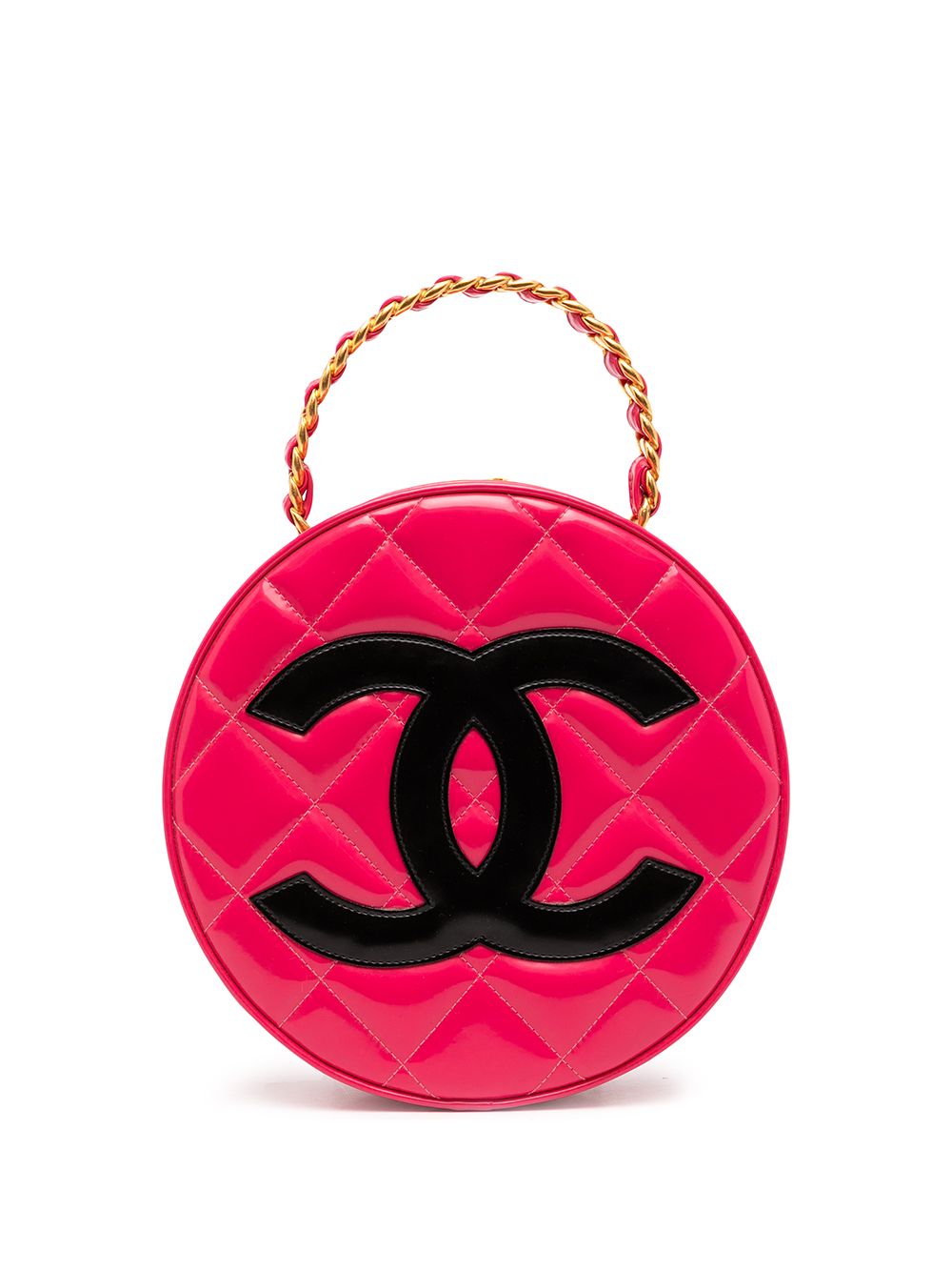 CHANEL Pre-Owned CC 菱纹绗缝手提包（1995年代典藏款） - 粉色