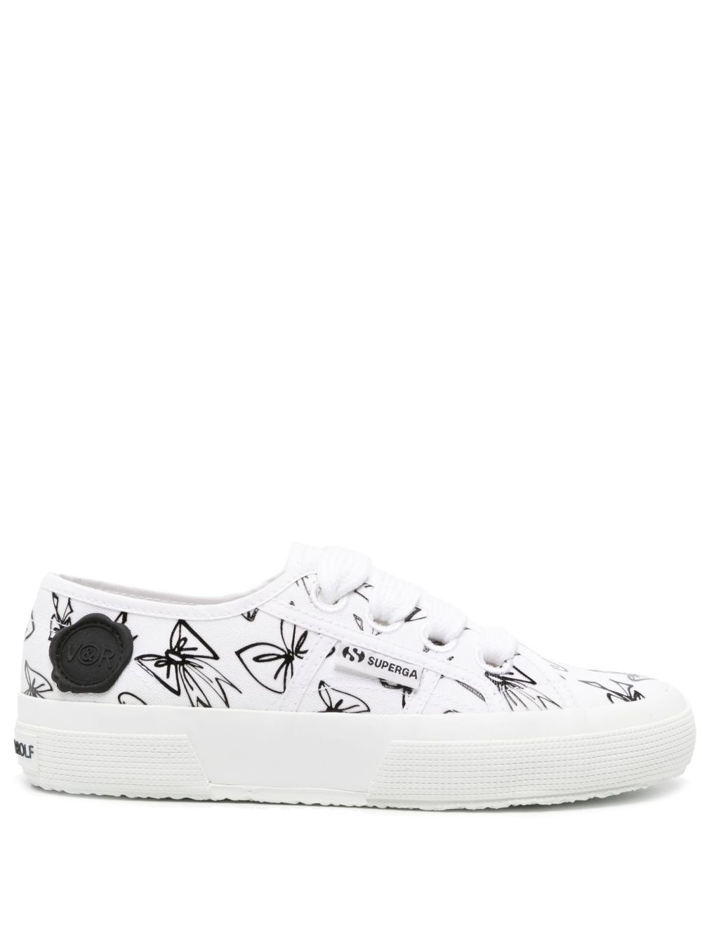 Viktor & Rolf x Superga 蝴蝶结印花帆布运动鞋 - 白色