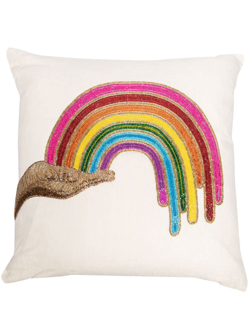 Jonathan Adler Rainbow Hand 珠饰抱枕 - 中性色