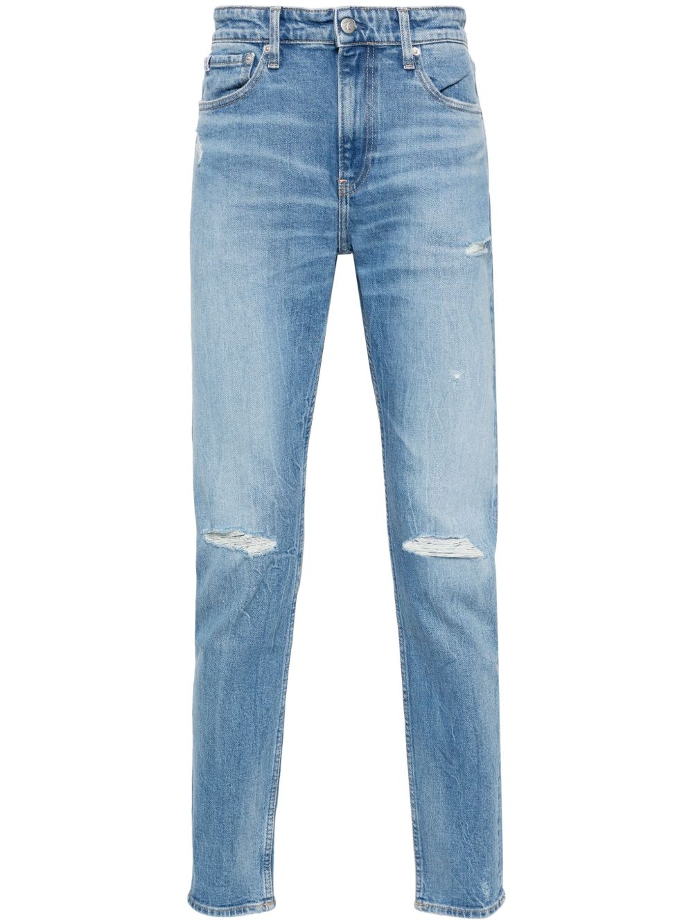 Calvin Klein Jeans 仿旧锥形牛仔裤 - 蓝色