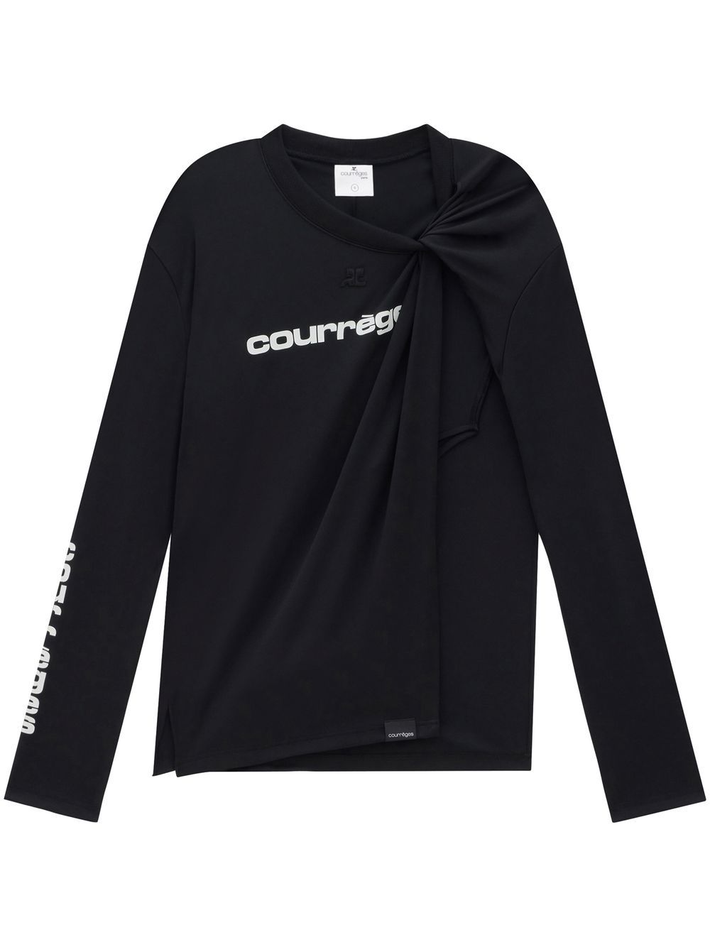 Courrèges 旋褶细节长袖T恤 - 黑色