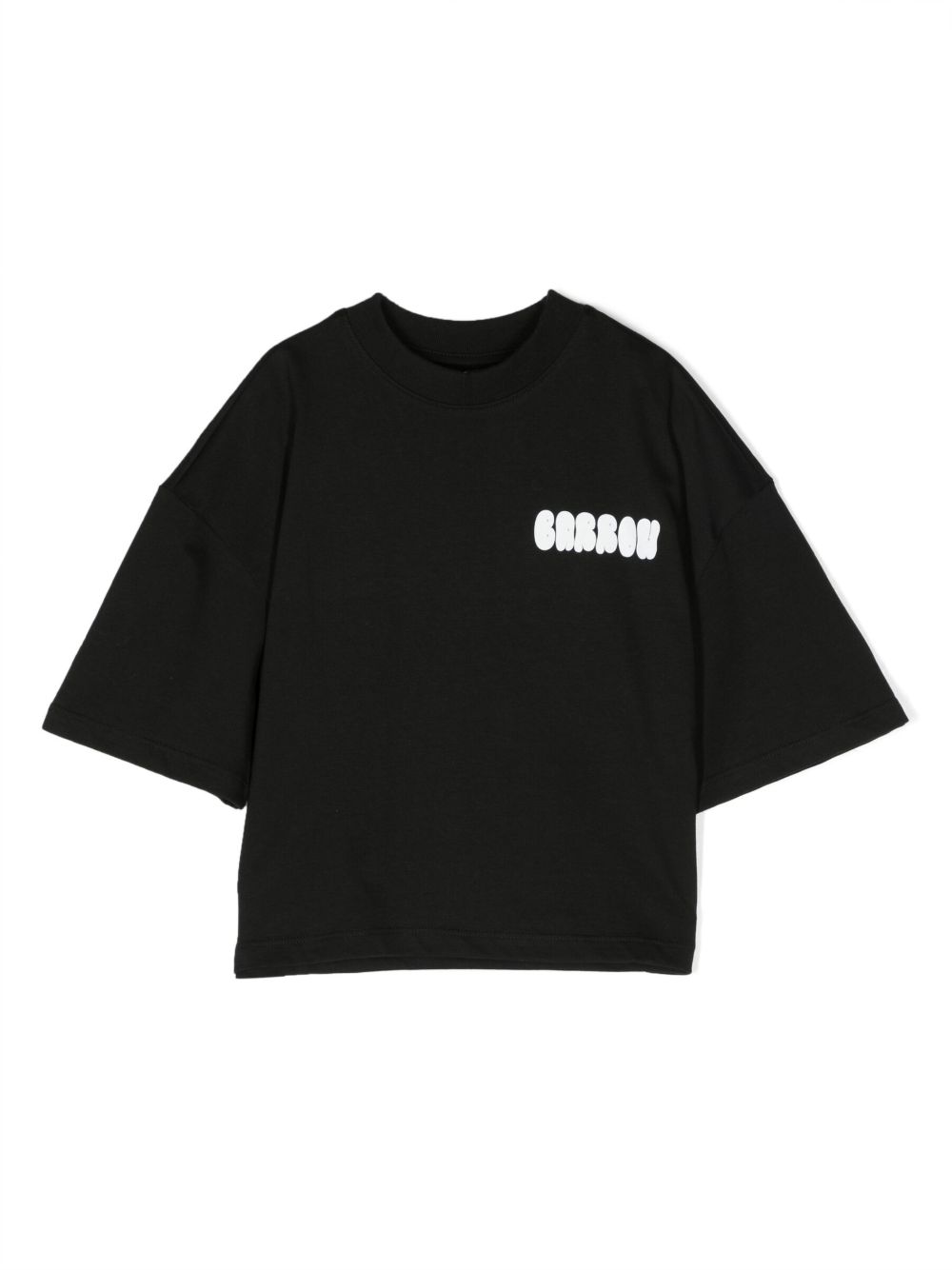 Barrow kids 水钻缀饰logo印花T恤 - 黑色