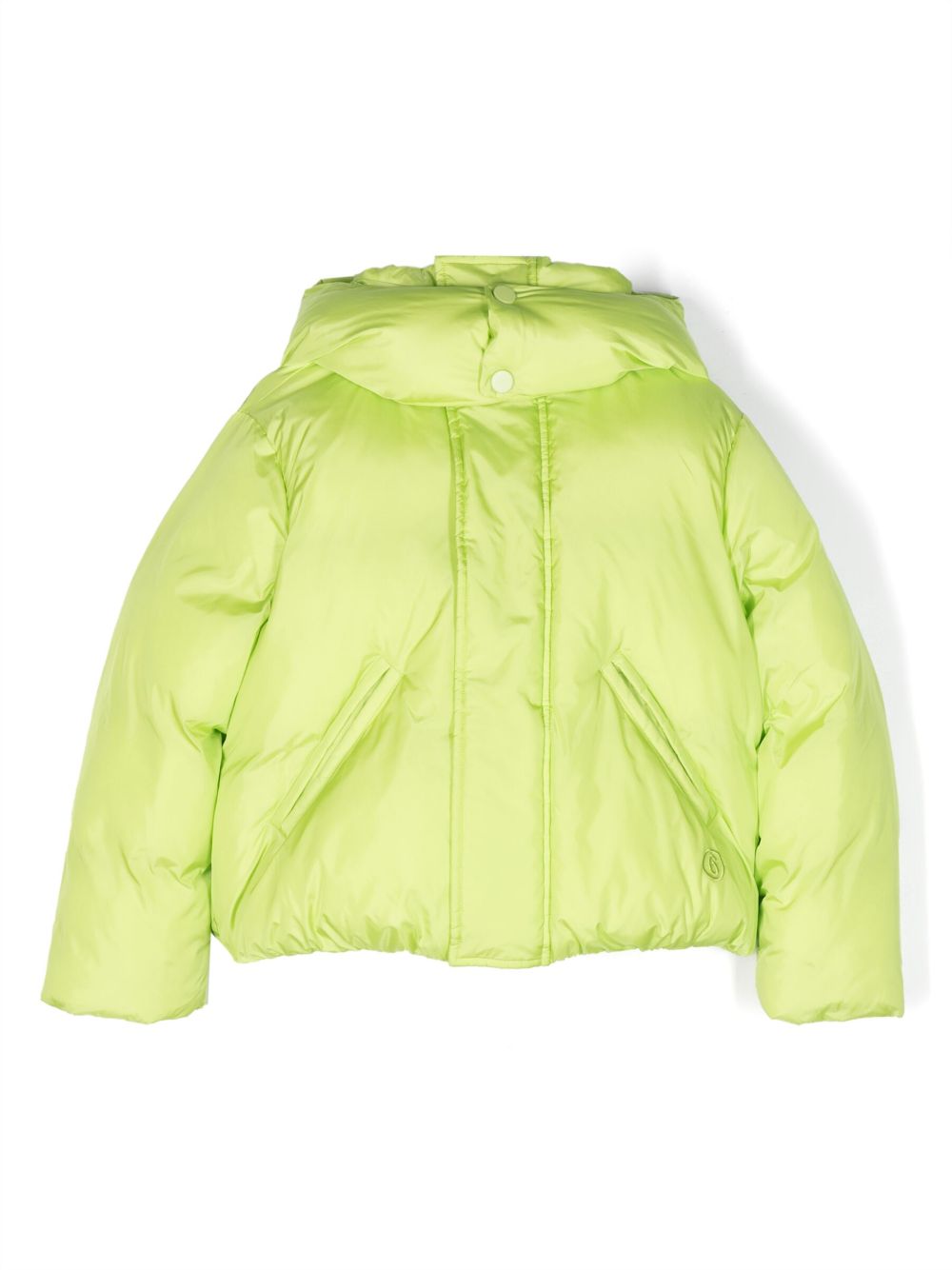MM6 Maison Margiela Kids logo刺绣连帽填充夹克 - 绿色