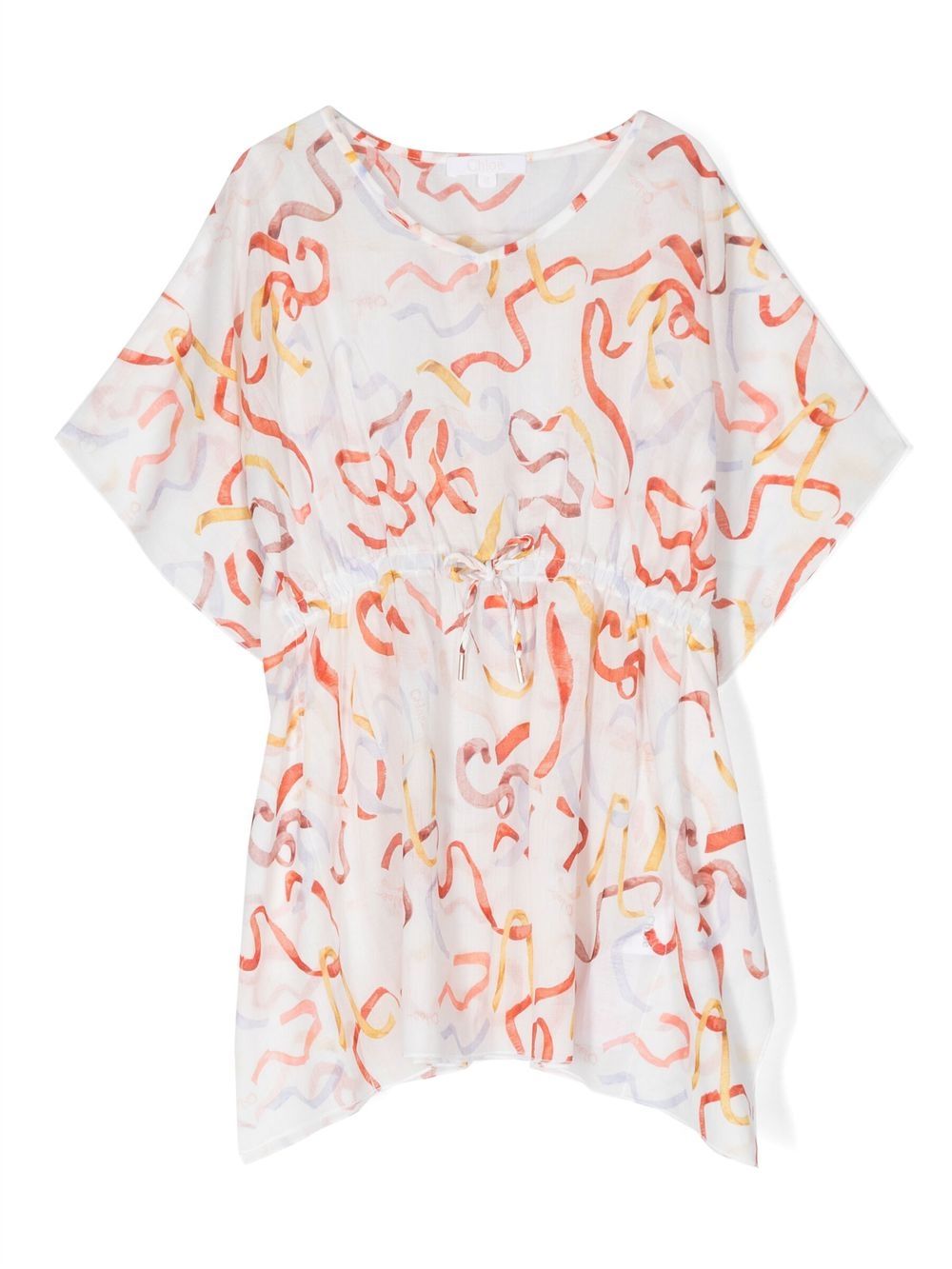Chloé Kids 大面积图案印花连衣裙 - 白色