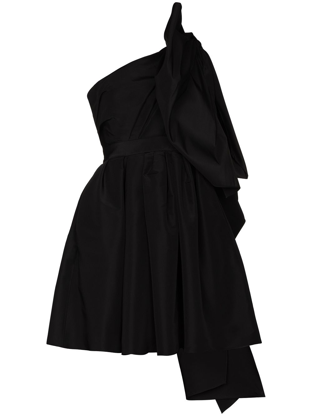 Carolina Herrera 单肩蝴蝶结细节迷你连衣裙 - 黑色