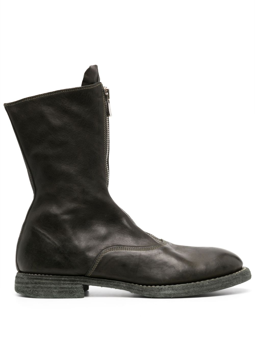 Guidi 抛光皮质拉链高筒靴 - 绿色