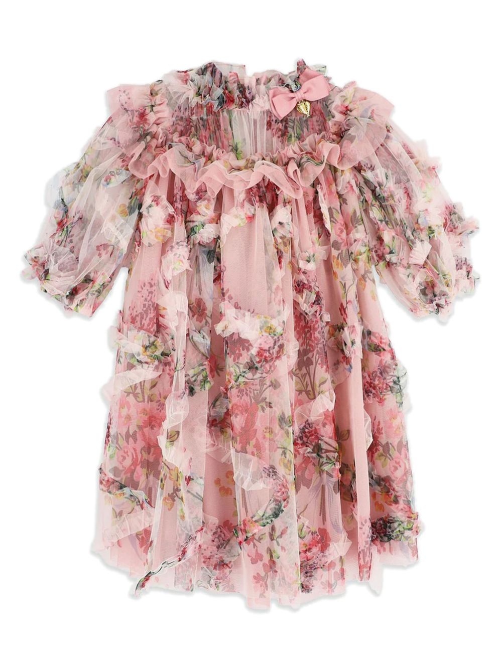 ANGEL'S FACE KIDS Luella Floral Tulle 连衣裙 - 粉色