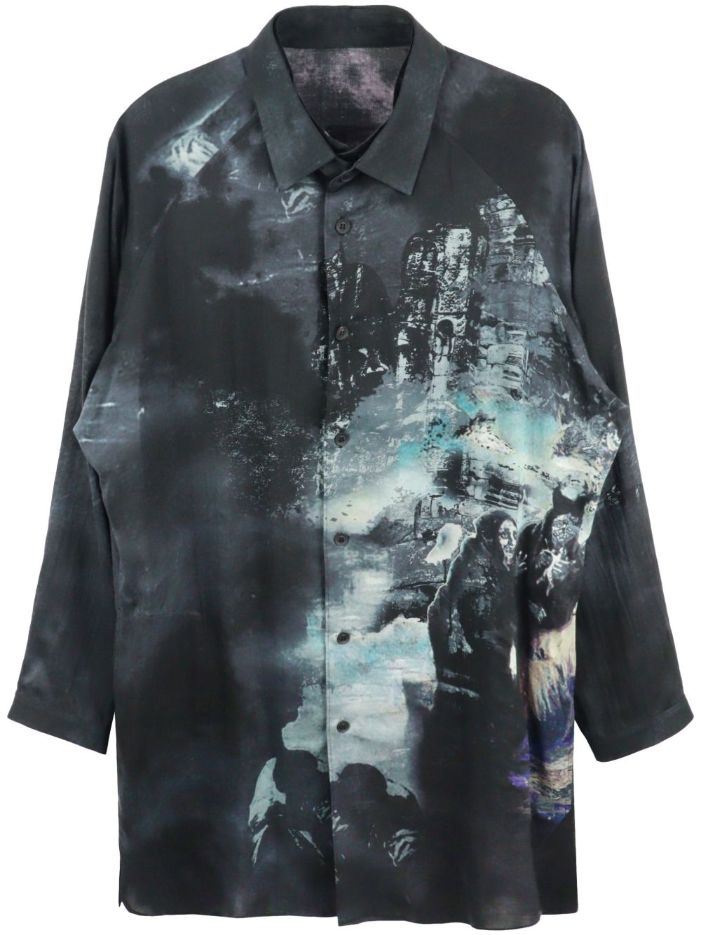 Yohji Yamamoto J-PT 插画印花衬衫 - 黑色