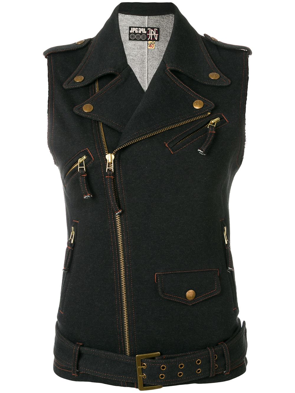 Jean Paul Gaultier Pre-Owned 古着牛仔效果机车马甲 - 蓝色