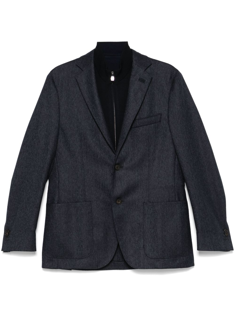 Corneliani 层搭西装夹克 - 蓝色