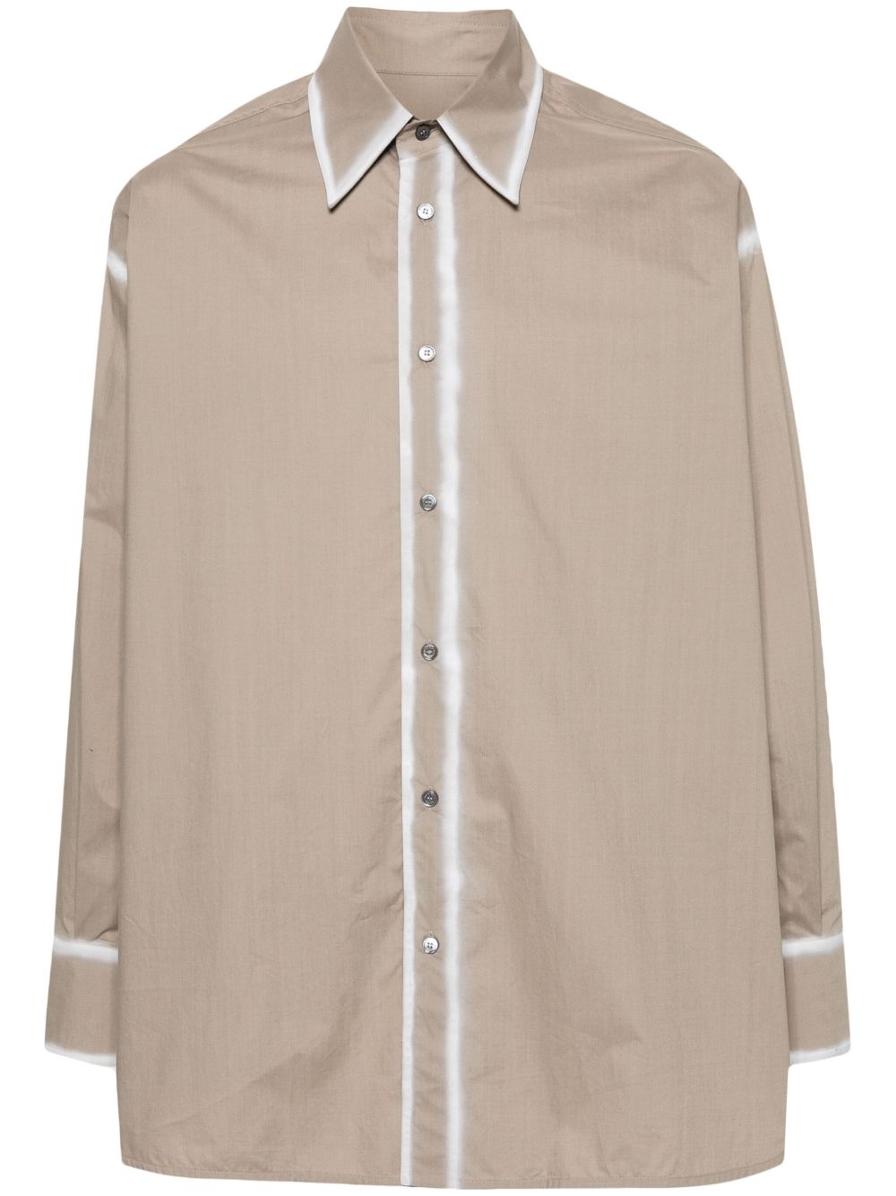 MM6 Maison Margiela 对比边饰府绸衬衫 - 褐色