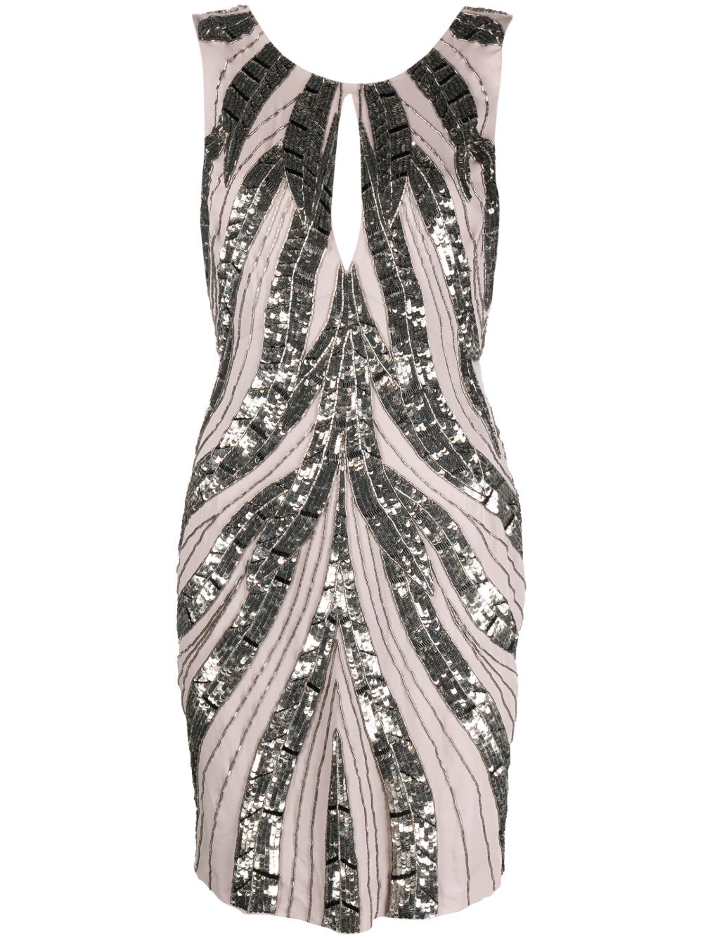Roberto Cavalli 亮片缀饰真丝连衣裙 - 灰色