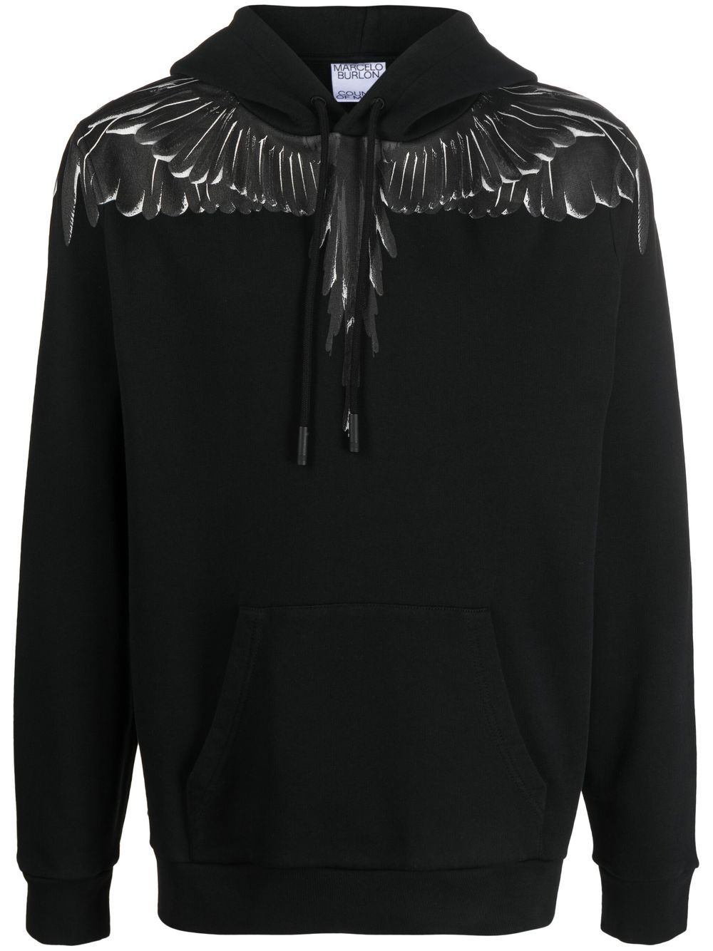 Marcelo Burlon County of Milan logo印花套头式连帽衫 - 黑色
