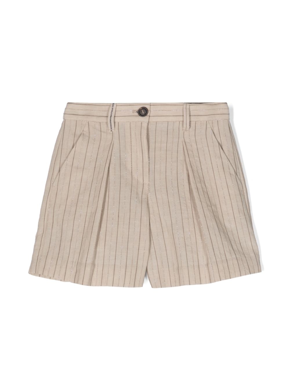 Brunello Cucinelli Kids 条纹西装短裤 - 中性色