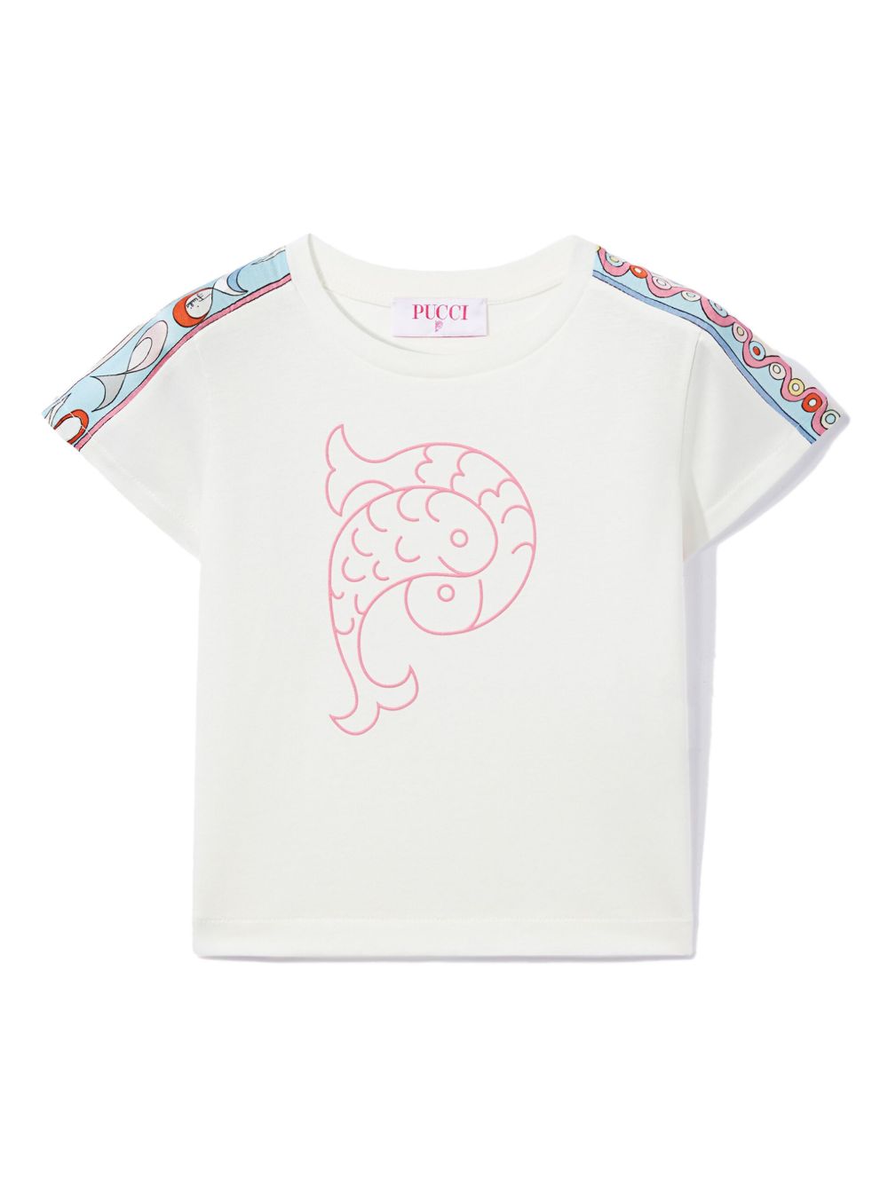 PUCCI Junior logo印花棉T恤 - 白色