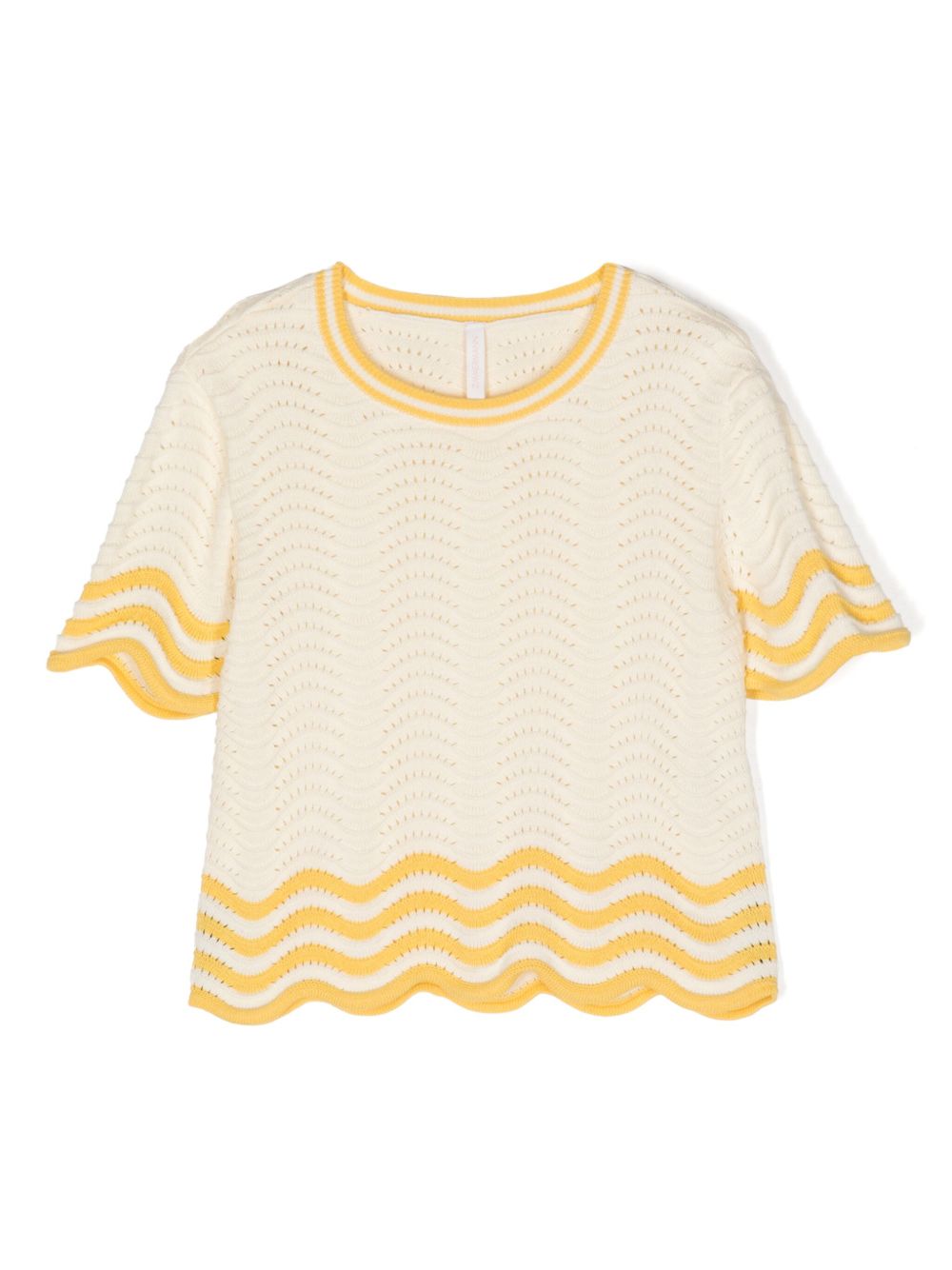 ZIMMERMANN Kids Alight 网眼编织棉上衣 - 中性色