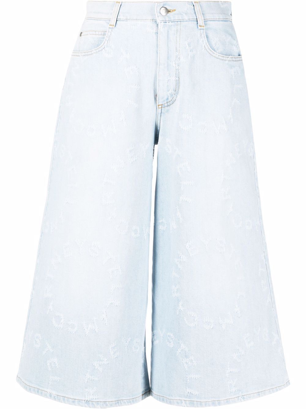 Stella McCartney 斯特拉·麦卡特尼 Stella Logo 仿旧牛仔裙裤 - 蓝色