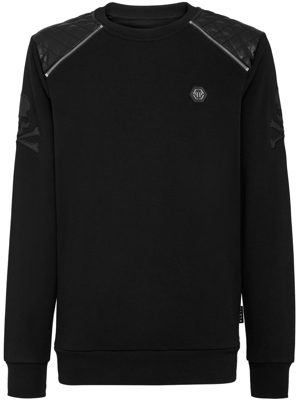 Philipp Plein logo贴花拼接卫衣 - 黑色