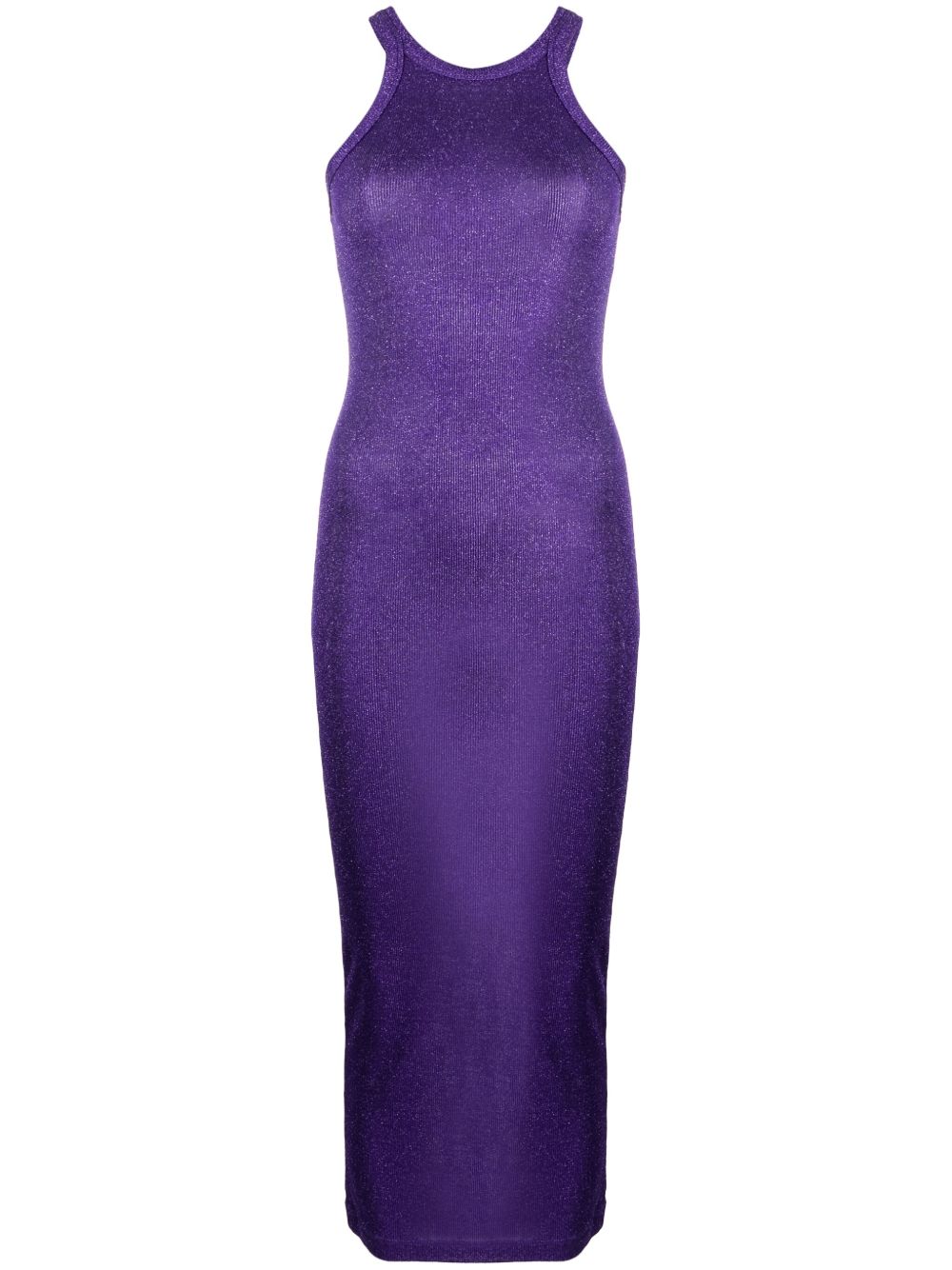 Sportmax 金银丝无袖中长连衣裙 - 紫色