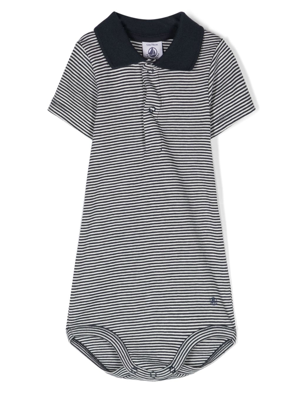 Petit Bateau 条纹棉连体衣 - 蓝色