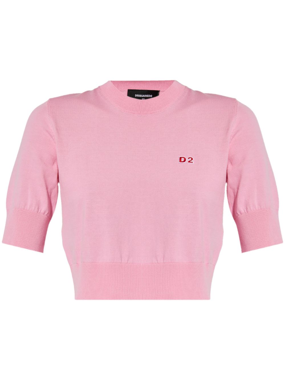 DSQUARED2 标贴短款针织上衣 - 粉色