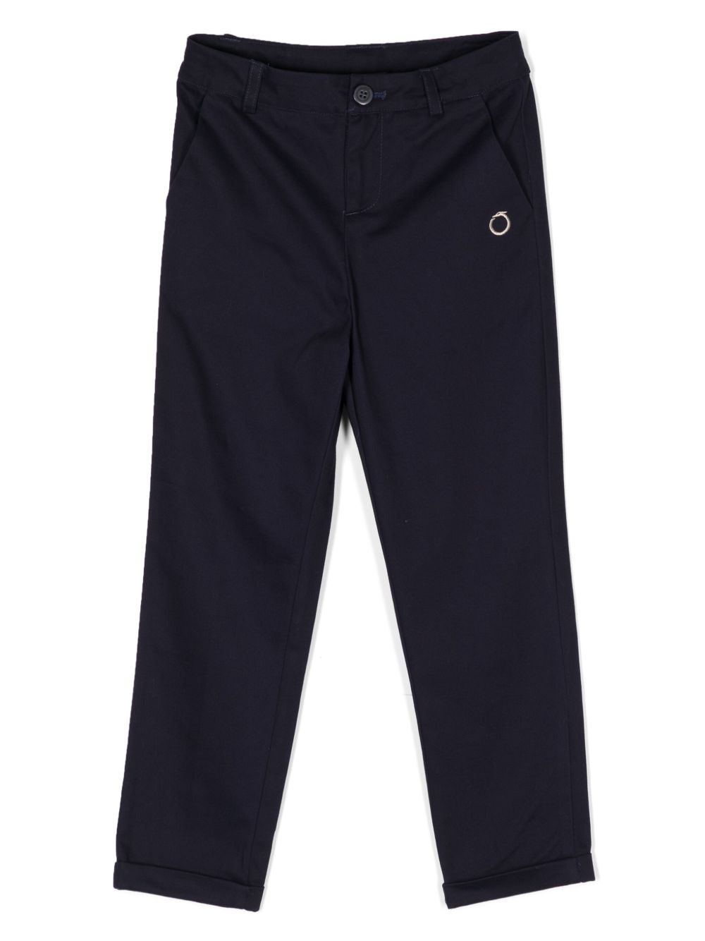 TRUSSARDI JUNIOR logo刺绣棉长裤 - 蓝色