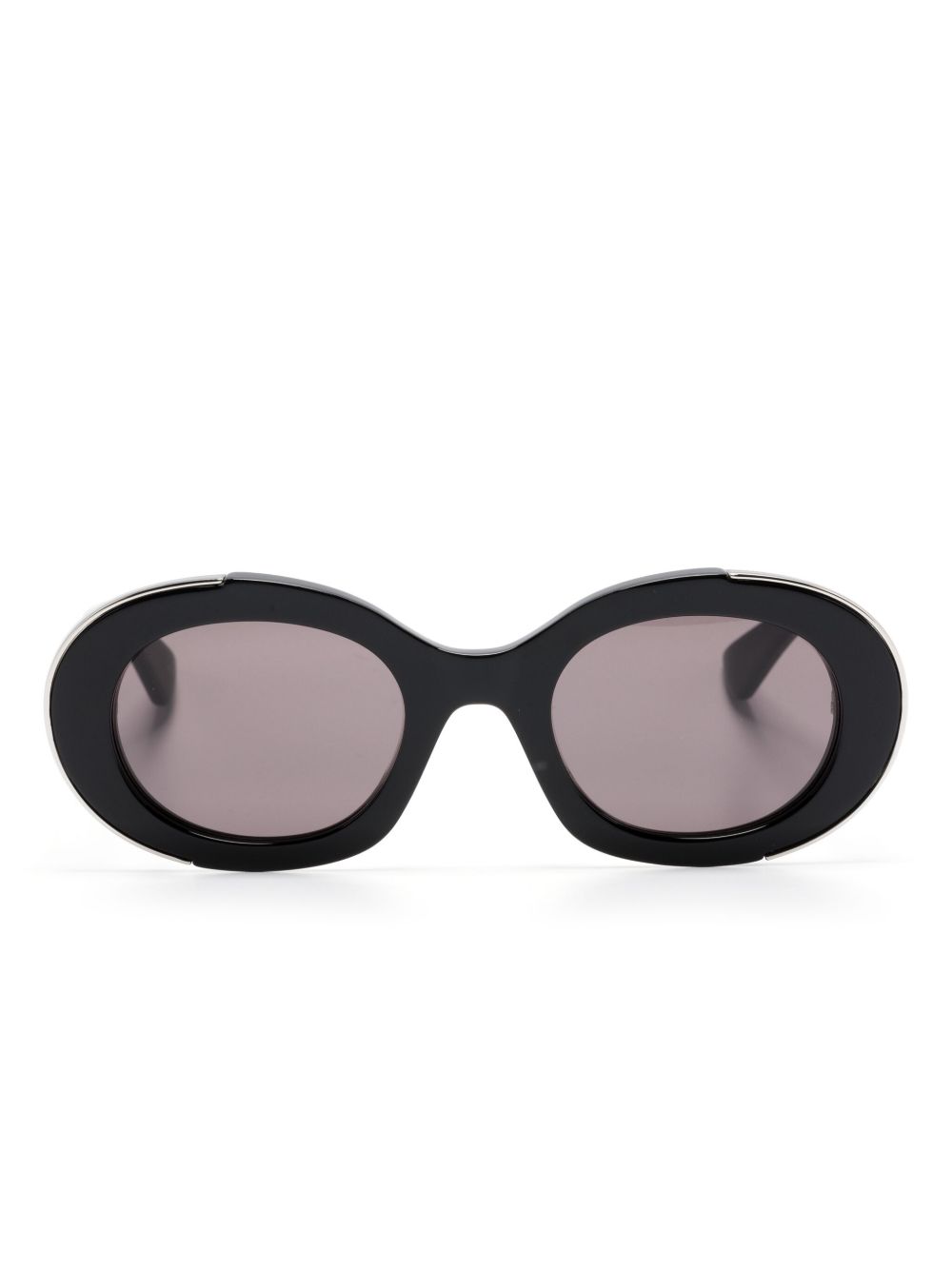 Alexander McQueen Eyewear logo雕刻椭圆形镜框太阳眼镜 - 黑色