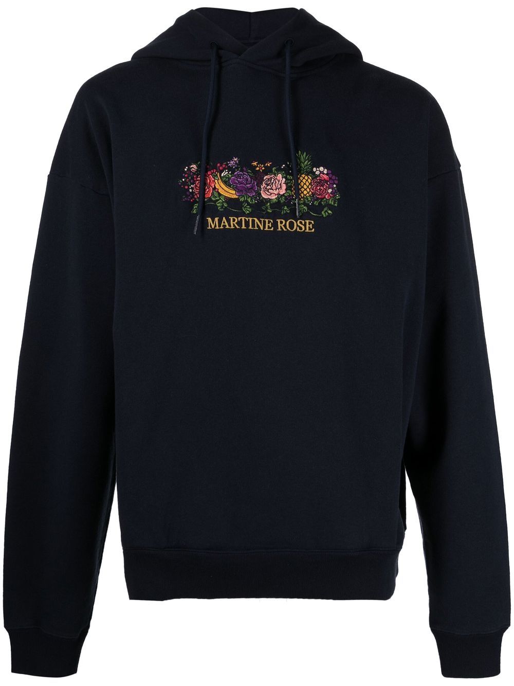 Martine Rose logo刺绣抽绳连帽衫 - 蓝色