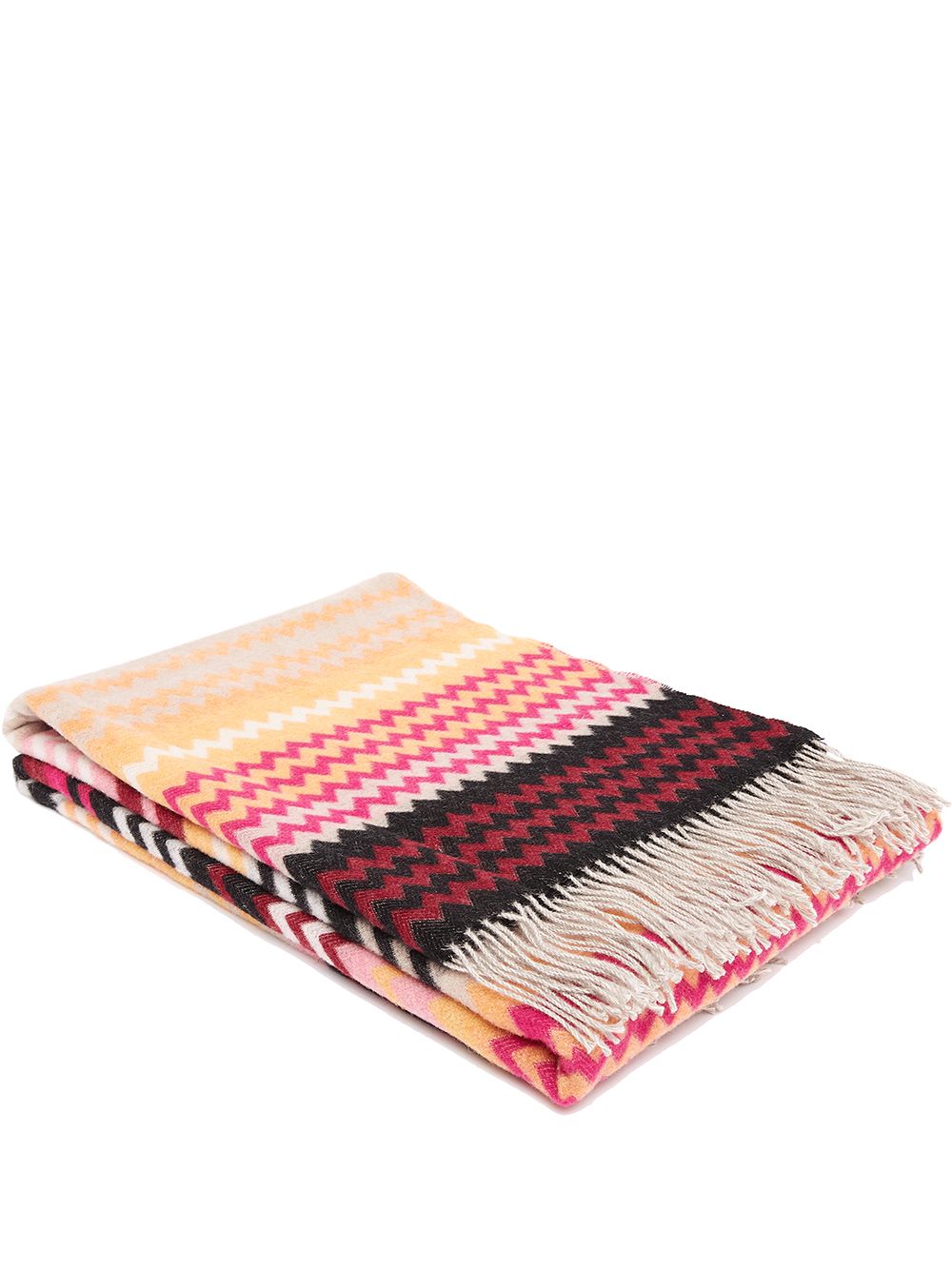 Missoni Home Humbert 人字纹图案毯子 - 橘色