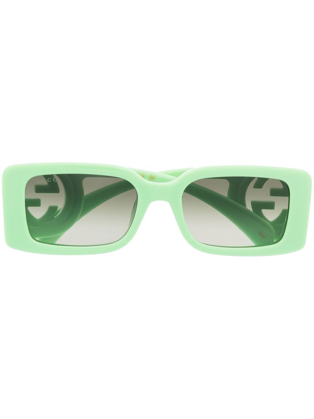 Gucci Eyewear Chaise Lounge 长方形镜框太阳眼镜 - 绿色