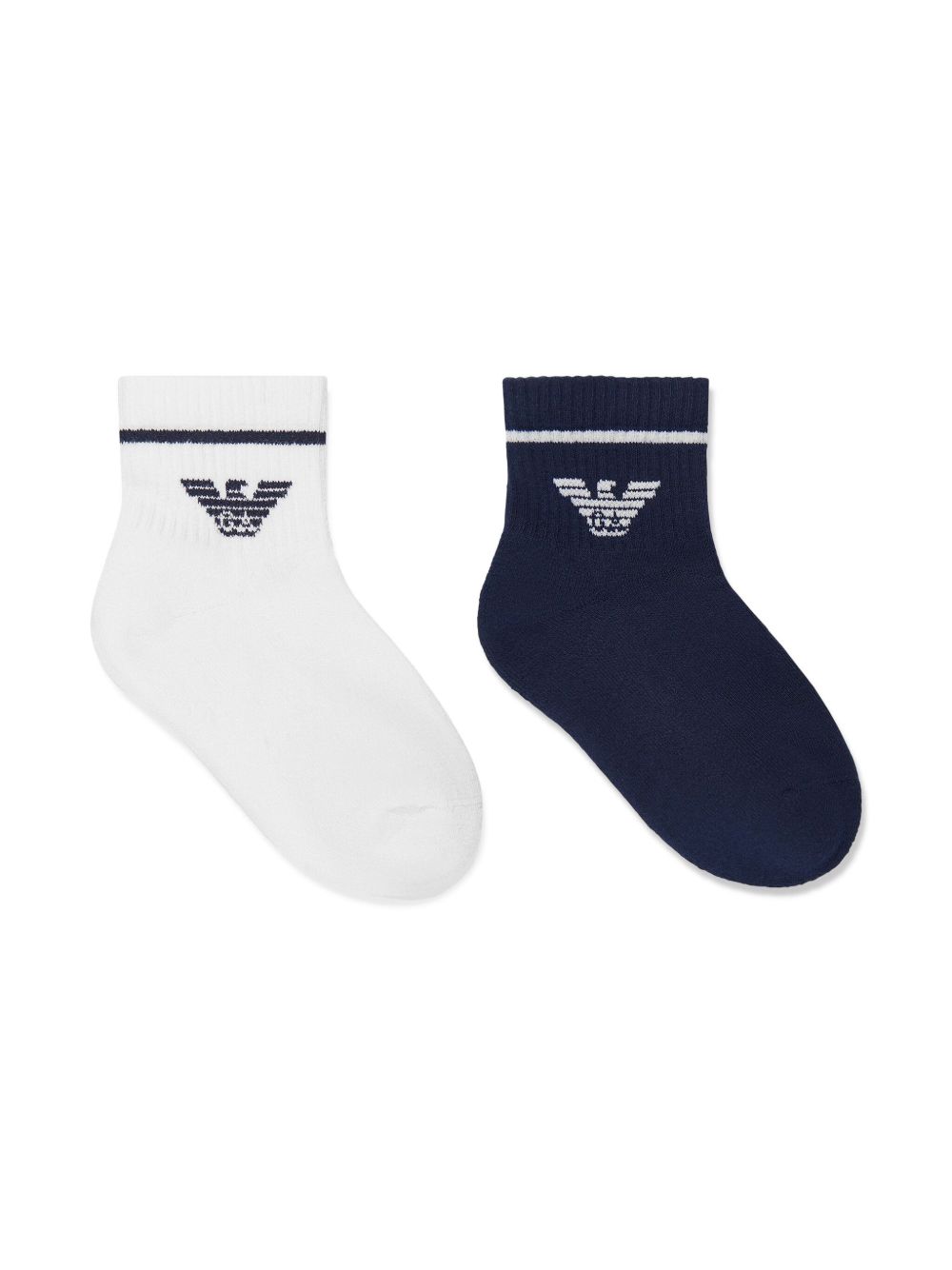Emporio Armani Kids logo嵌花针织袜（两双装） - 蓝色