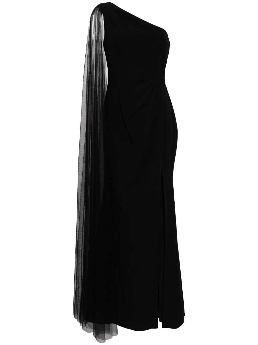 Marchesa Notte 单肩斗篷式礼服 - 黑色