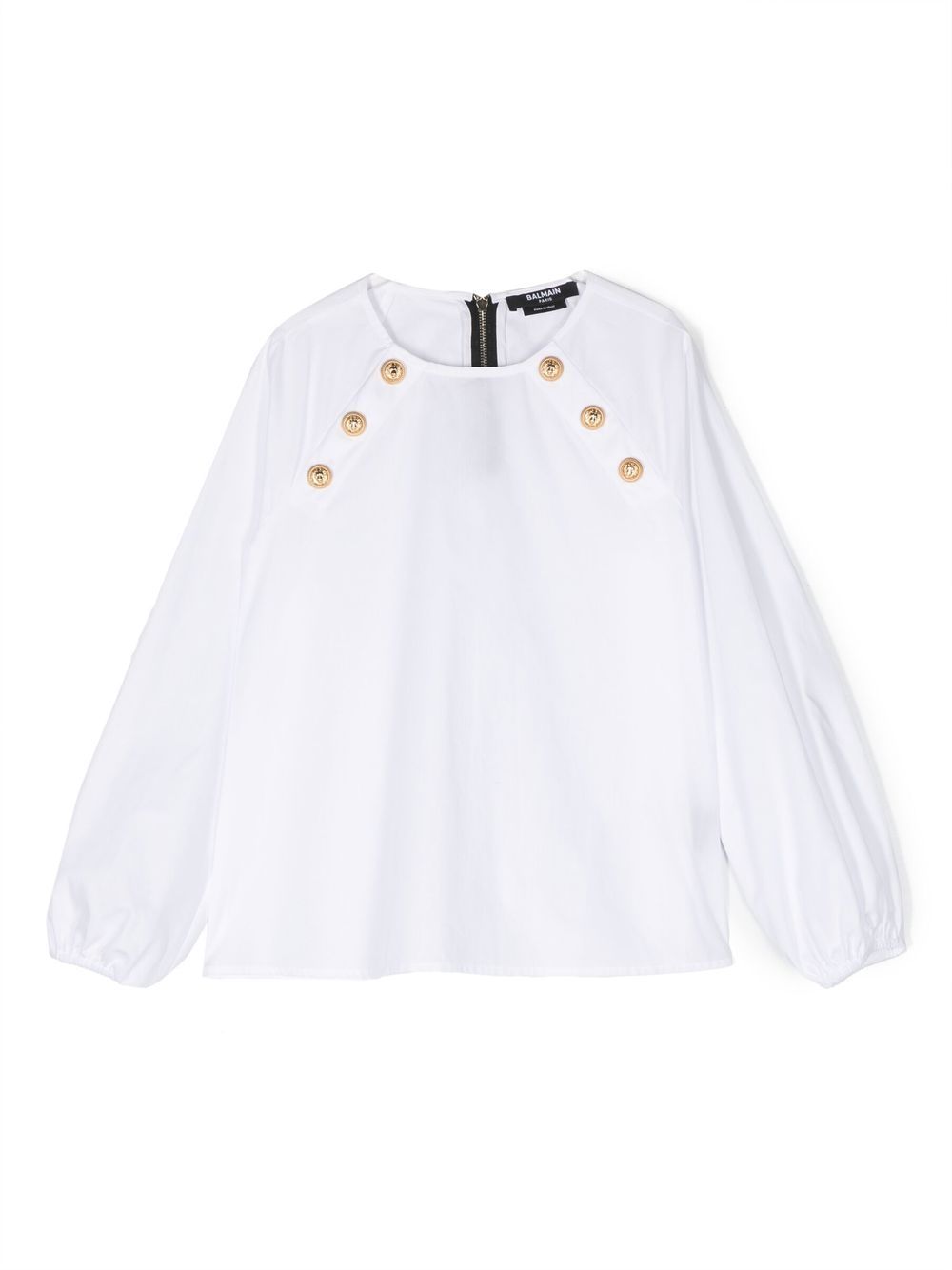 Balmain Kids 长袖棉罩衫 - 白色