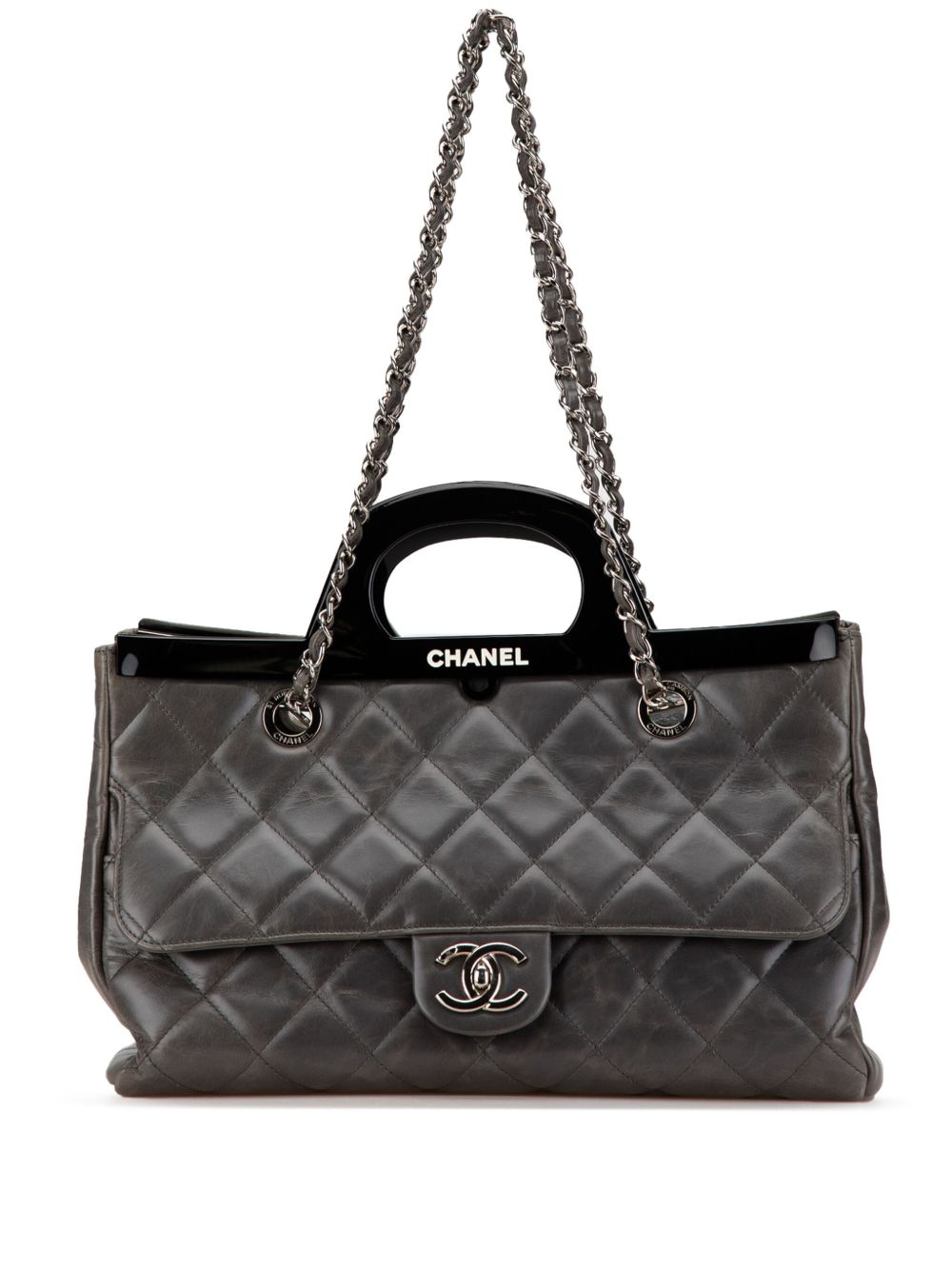 CHANEL Pre-Owned CC Delivery 小号釉面小牛皮斜挎包（2015-2016年典藏款） - 黑色