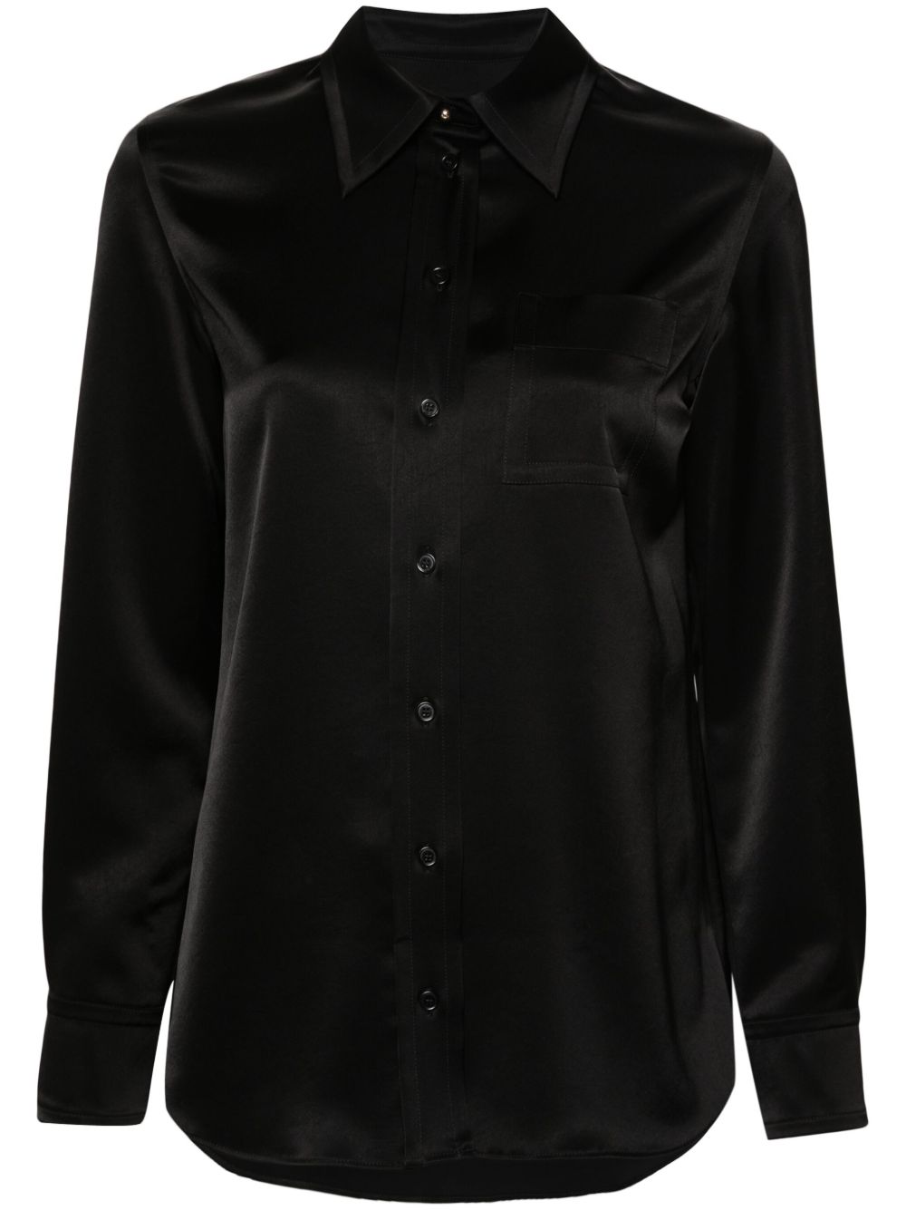 Lanvin 长袖缎面衬衫 - 黑色