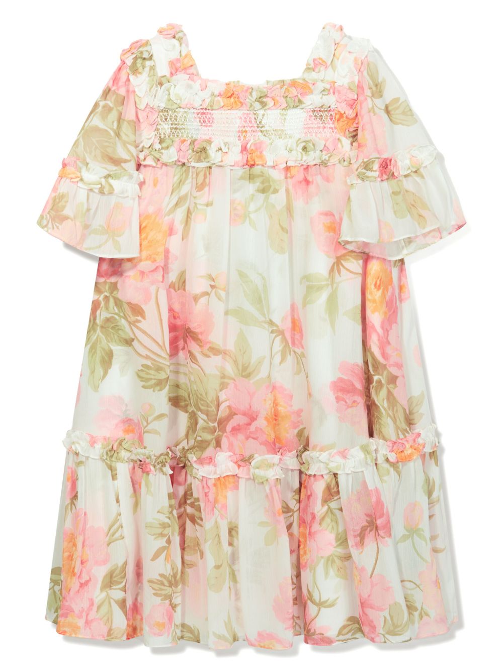 NEEDLE & THREAD KIDS Primrose 印花伞形雪纺连衣裙 - 白色