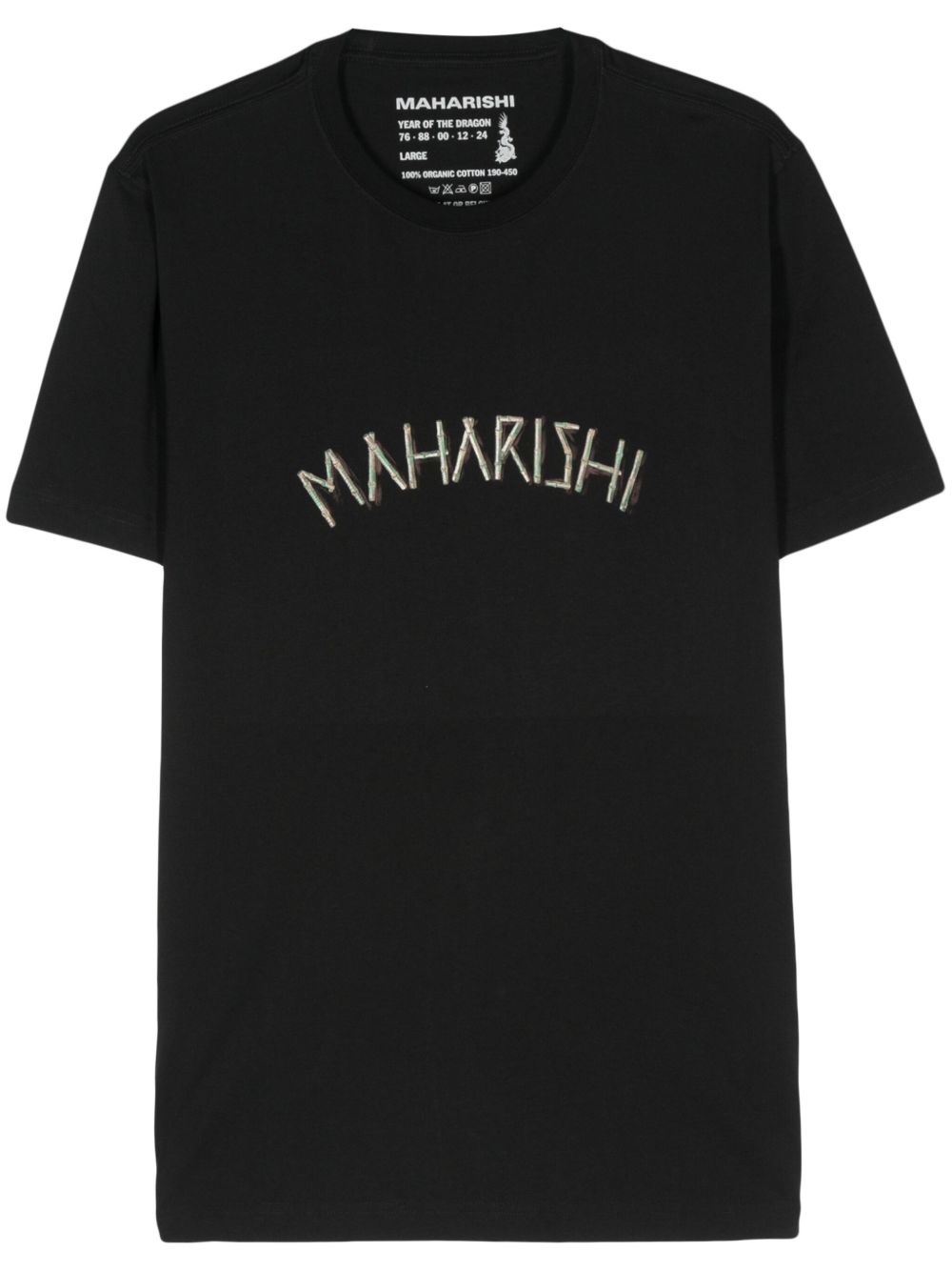 Maharishi logo印花棉T恤 - 黑色