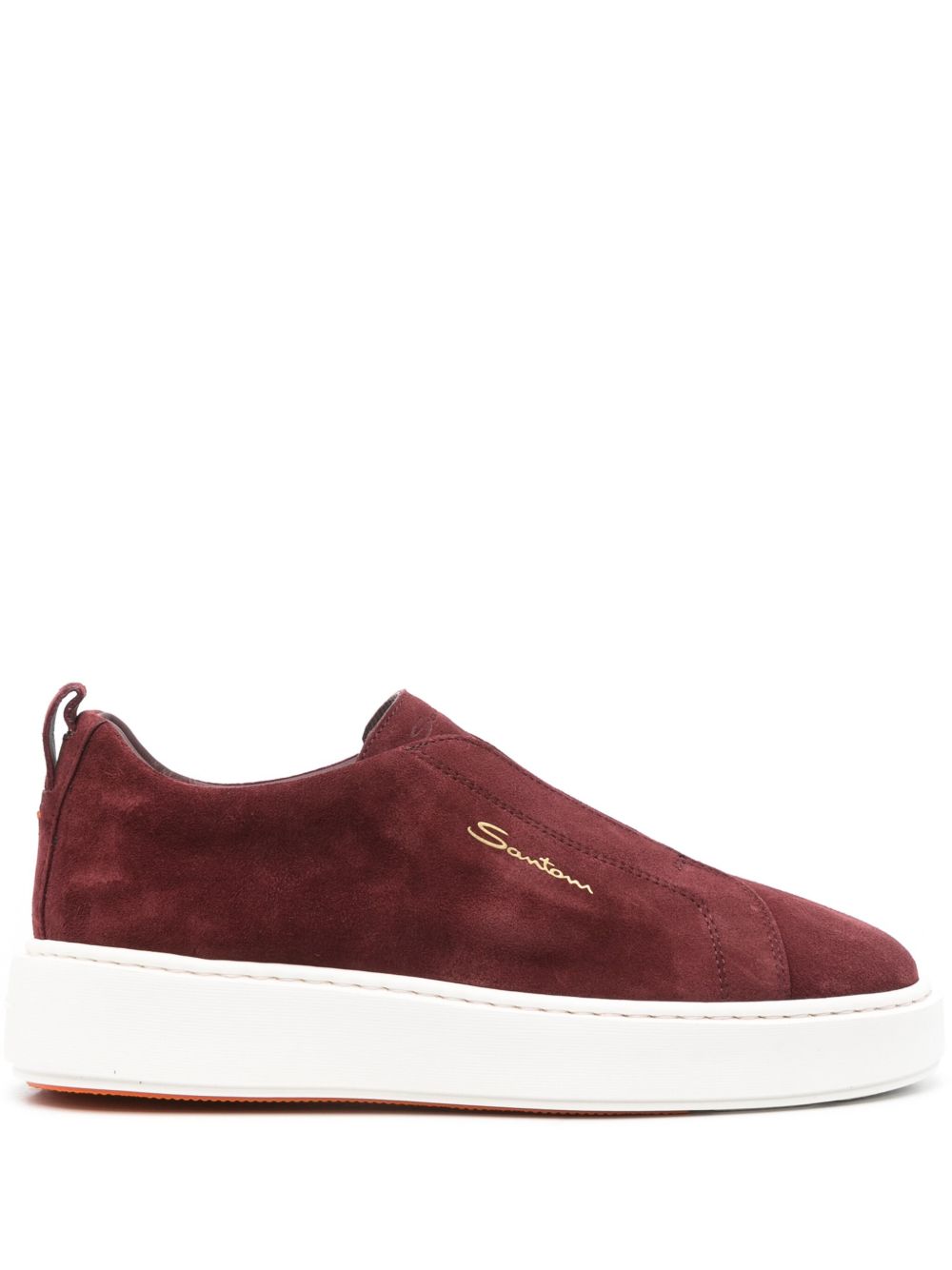 Santoni 绒面皮套穿式运动鞋 - 红色