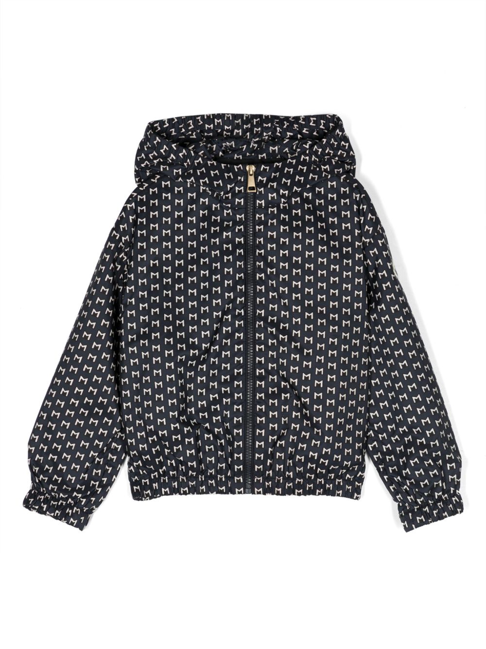 Moncler Enfant 经典logo印花连帽夹克 - 蓝色