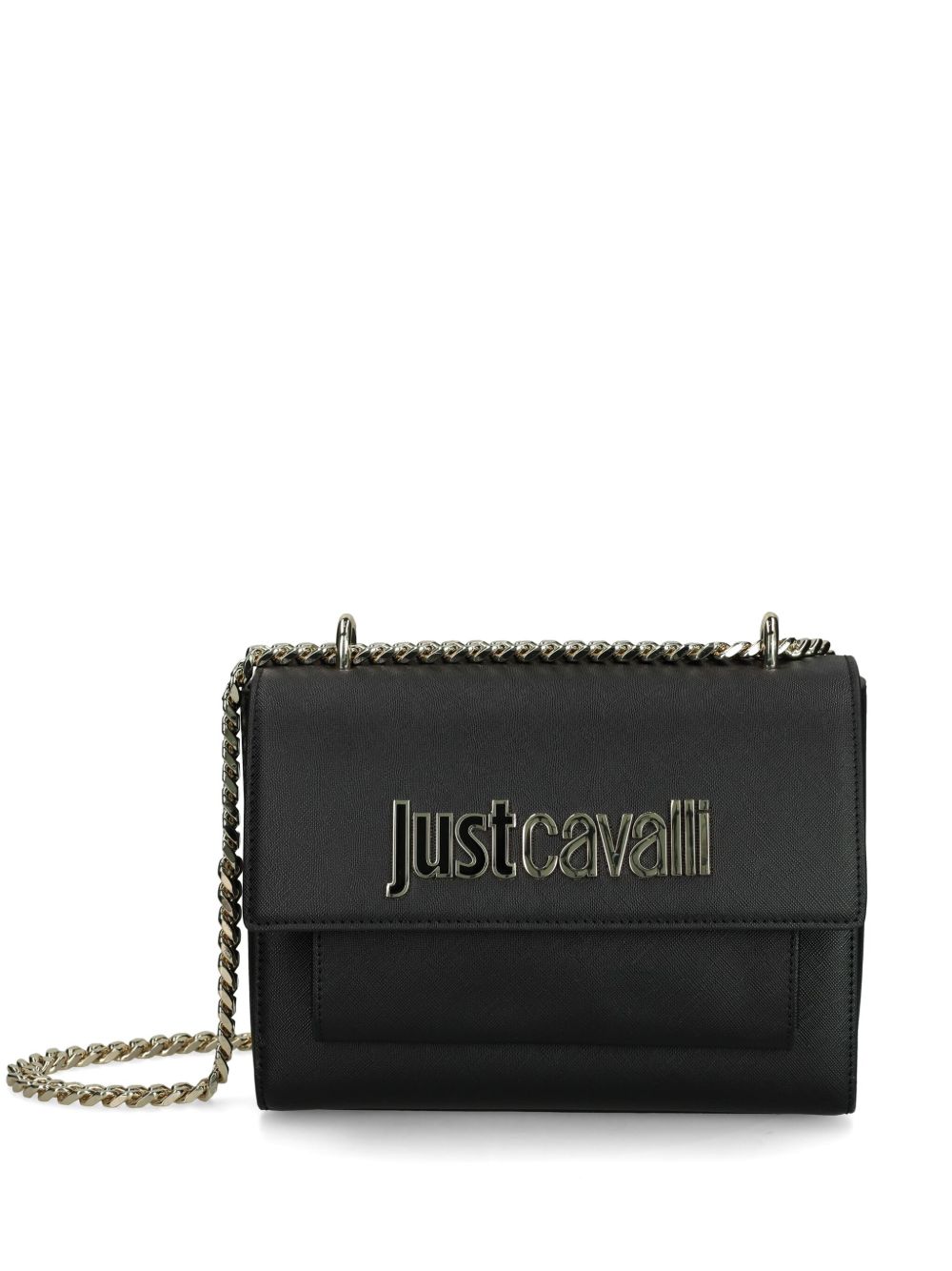 Just Cavalli logo标牌单肩包 - 黑色