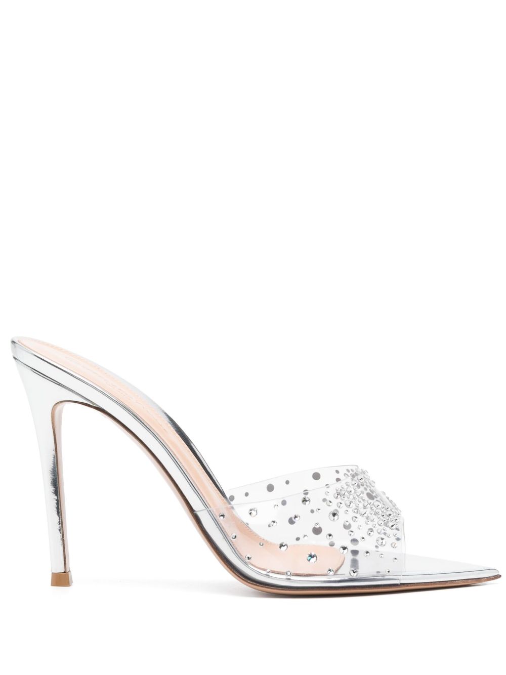 Gianvito Rossi Elle 晶饰高跟穆勒鞋 - 银色
