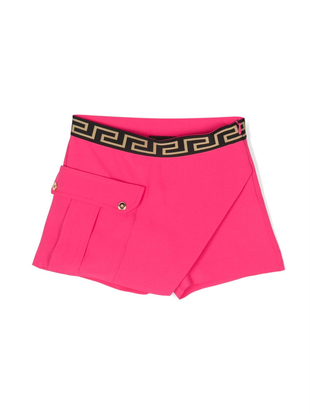 Versace Kids La Greca 裹身式裙式短裤 - 粉色