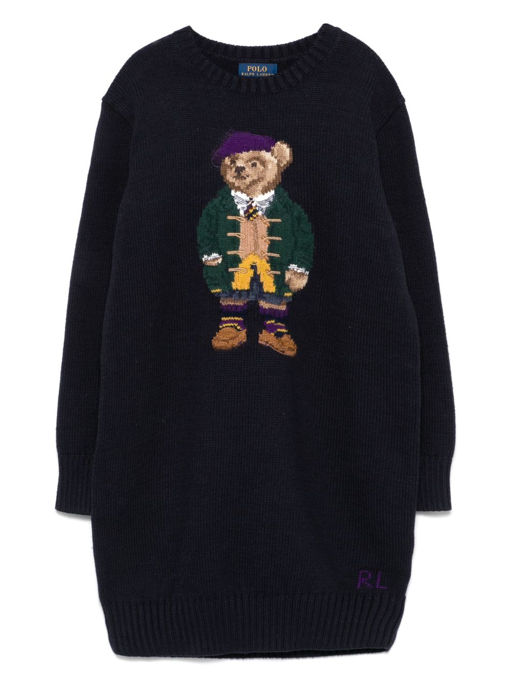 POLO RALPH LAUREN KIDS Polo Bear 嵌花连衣裙 - 蓝色