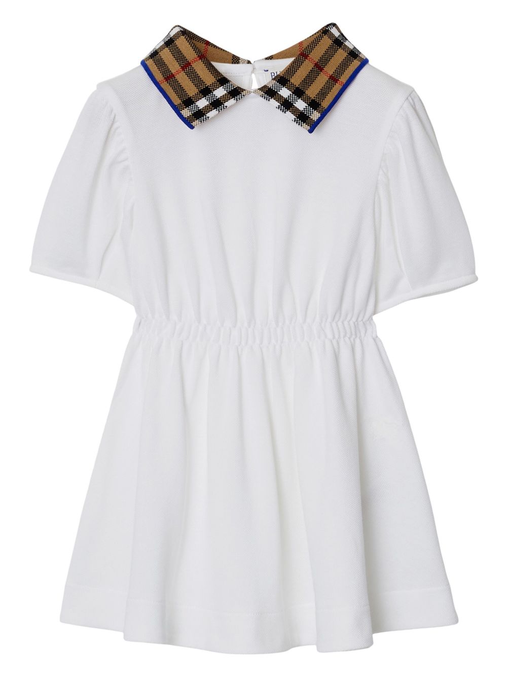 Burberry Kids 经典格纹边饰polo领衬衫裙 - 白色